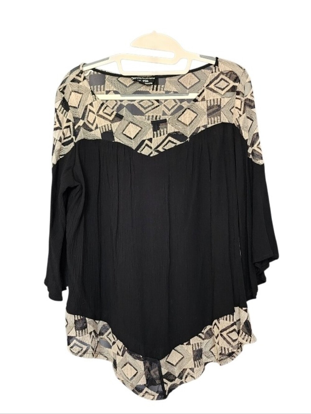 Black Geometric Trim Women’s Top